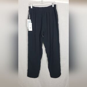 Calme Johnny Was Relaxed Fit Pant Black Gauze Cotton Large Casual Relax NWT $118